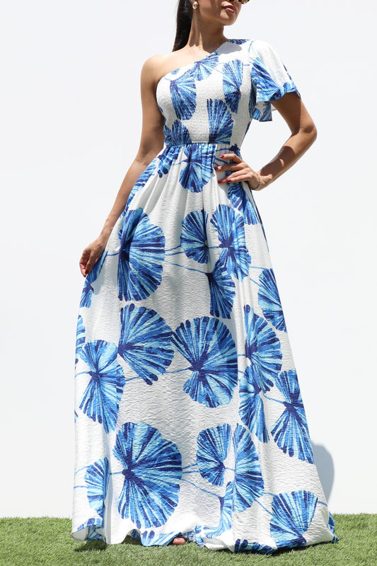 Top One Shoulder Maxi Dress Blue