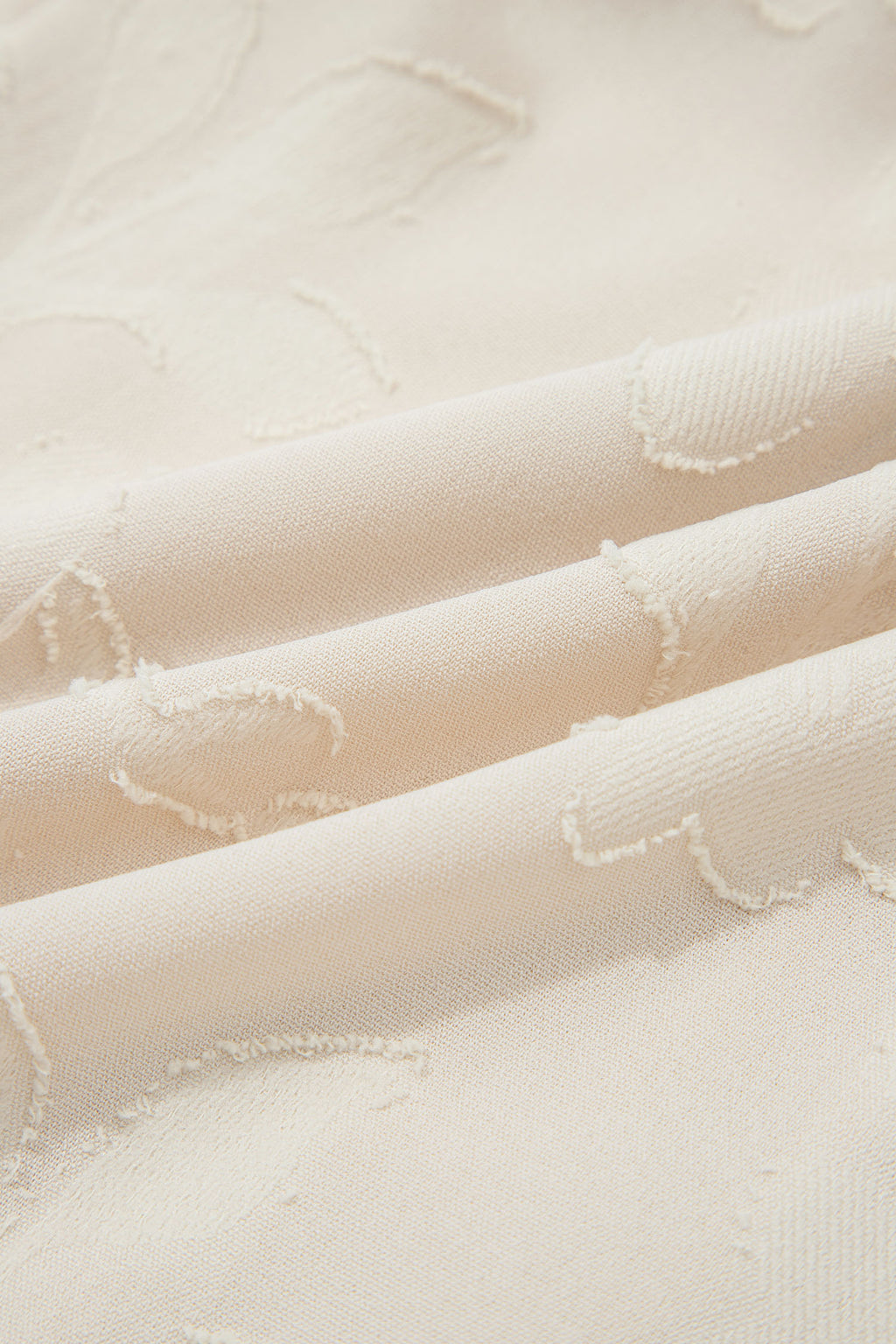 Parchment Long Sleeve Notched Neck Jacquard Tiered Mini Dress