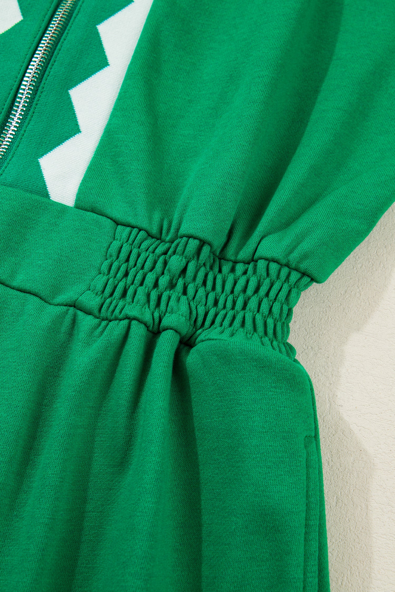 Bright Green Contrast Patchwork Half Zip Elastic Waist Short Sleeve Mini Dress