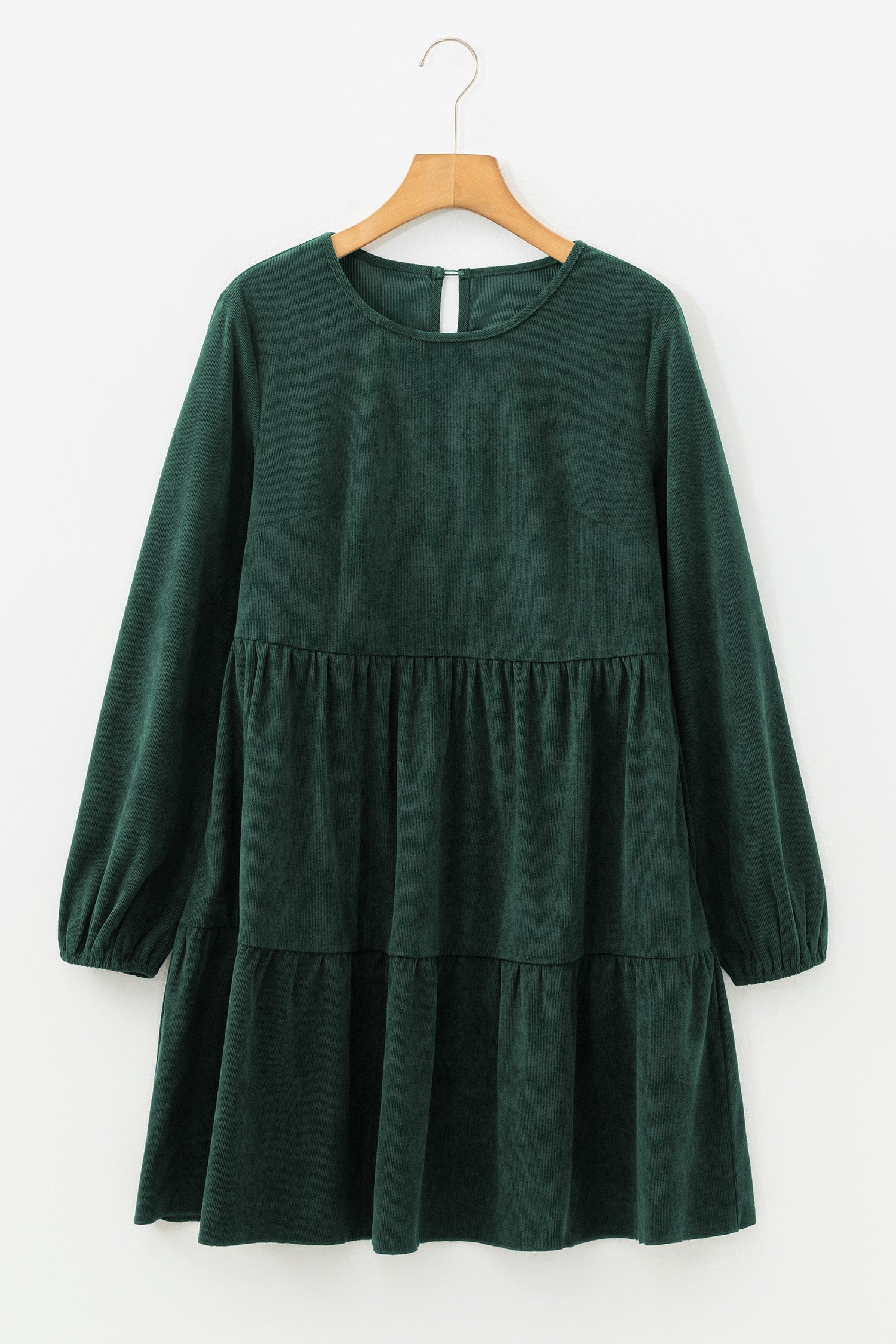 Mist Green Lantern Sleeve Tiered Mini Dress