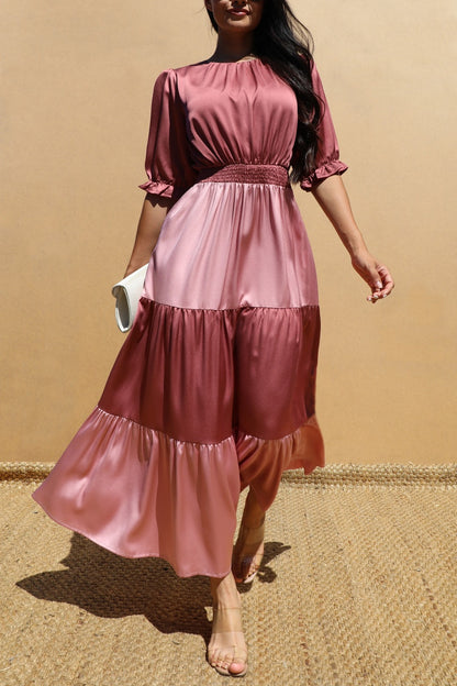 Satin Midi Dress Mauve