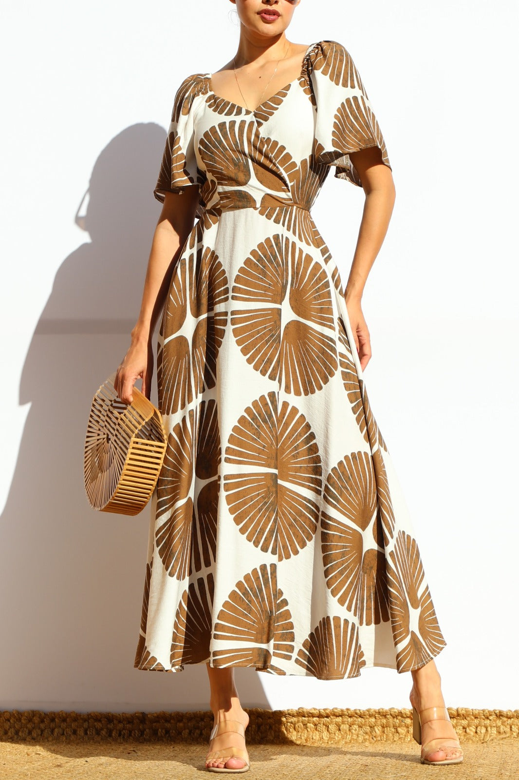 Midi Dress printed brown