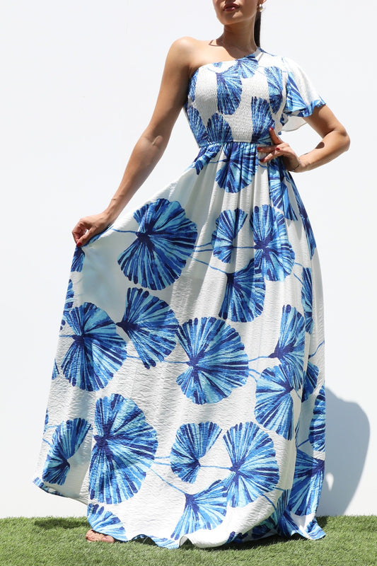 Top One Shoulder Maxi Dress Blue