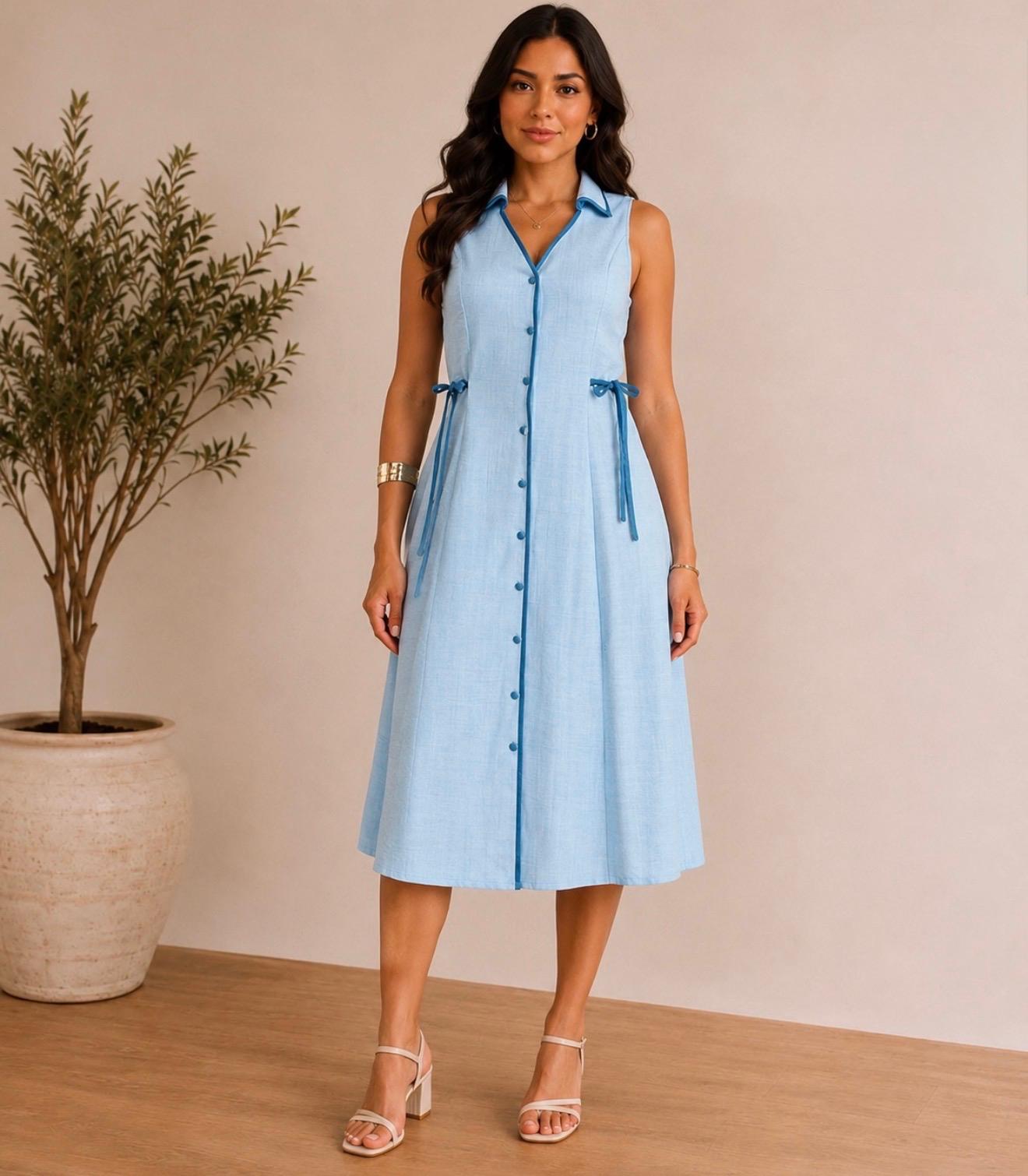 Estela Midi baby blue dress