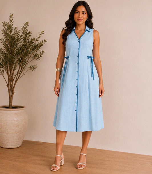 Estela Midi baby blue dress