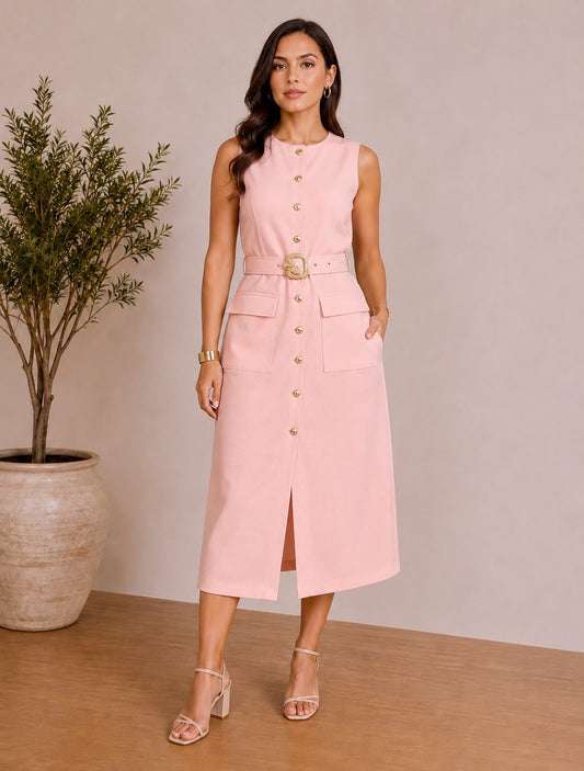 Emmie Pink midi dress