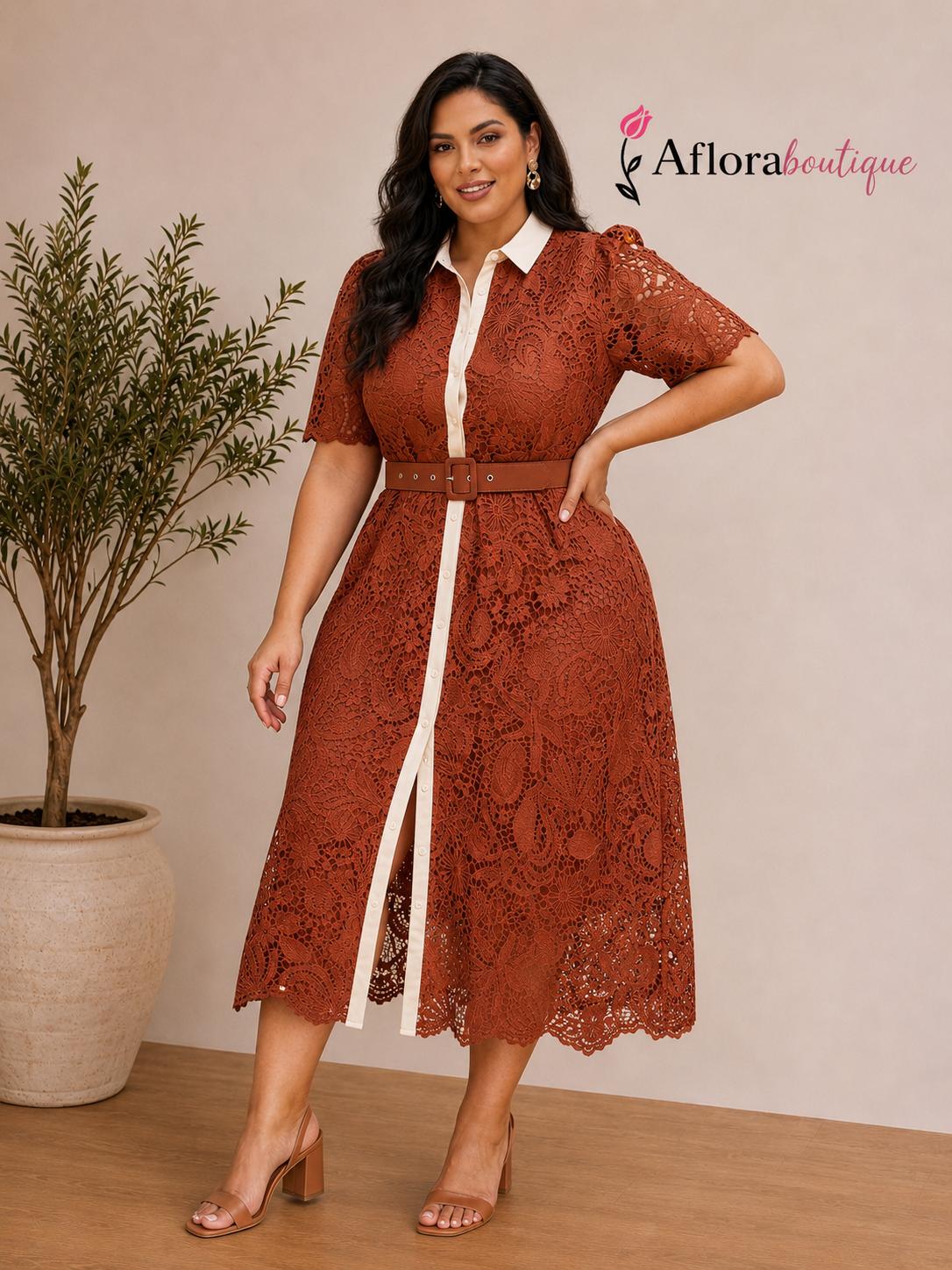 "Valentina" PLUS Maxi brown Dress