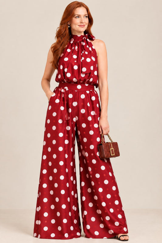 Polka Dots Red Pants Set