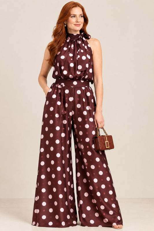 Polka Dots Burgundy Set pants
