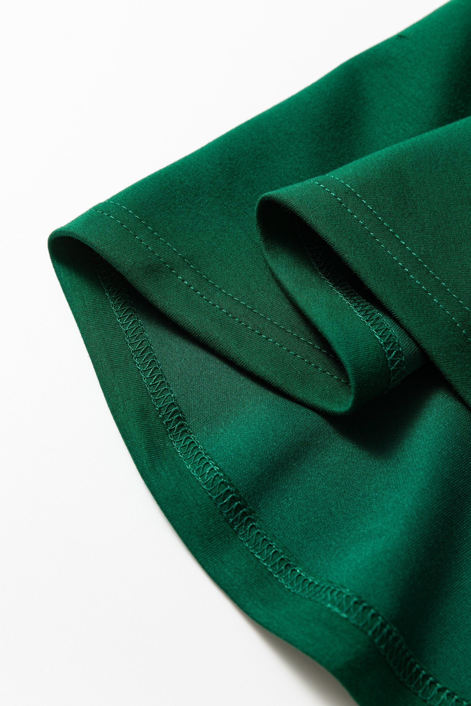 Blackish Green Solid Color Round Neck Ruched Detail Sleeveless Mini Dress